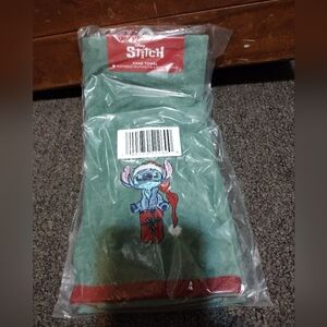 Disney Stitch Embroidered Green Towel with Red Border 16"W x 25"L